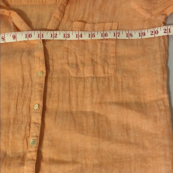 Sigrid Olsen Orange Button-Up Long Sleeve 100% Linen Shirt size Medium - Picture 3 of 11